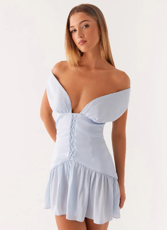 Dear Diary Mini Dress - Pastel Blue Comfortable Shift Mini Dress