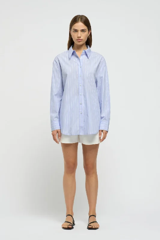 Core Oversized Striped Shirt-- Houndstooth Herringbone Solid