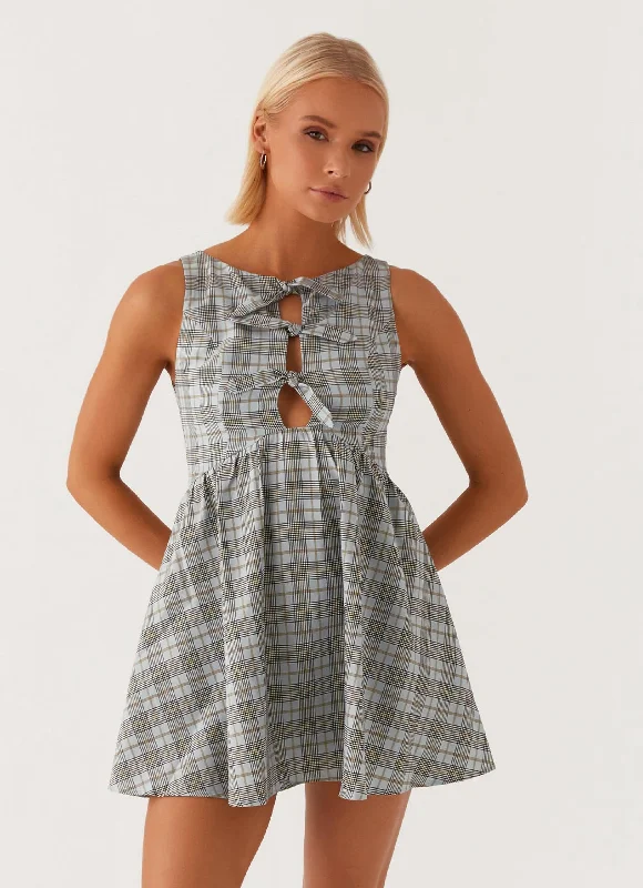 Steffie Mini Dress - Check Cozy Knit Mini Dress