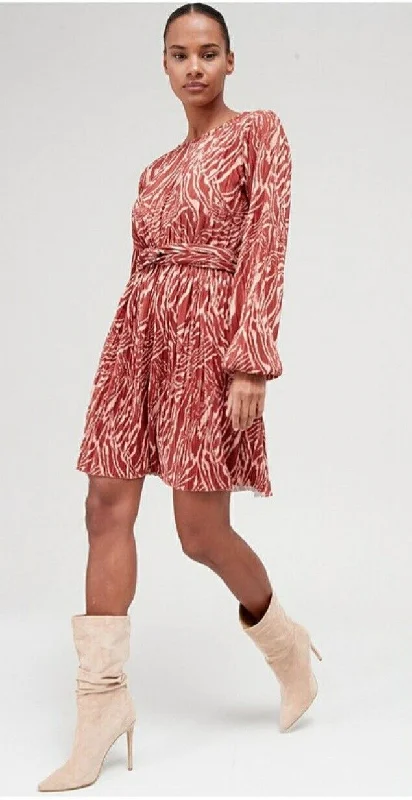 Plisse Knot Waist Mini Dress Zebra Print Uk12****Ref V417 Elegant Mini Dress with Pleats Plisse Knot Waist Mini Dress Zebra Print Uk12****Ref V417 Elegant Mini Dress with Pleats
