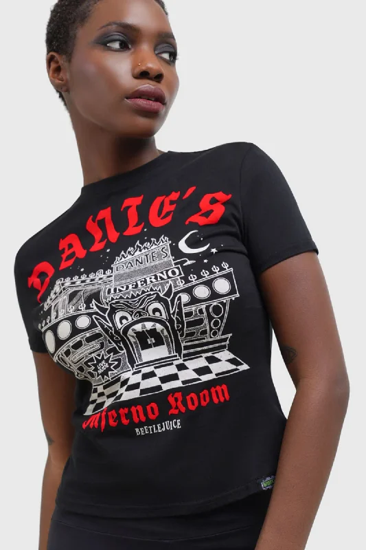 Dante's Inferno Fitted T-Shirt-- Spandex Blend Rayon Blend Denim Blend