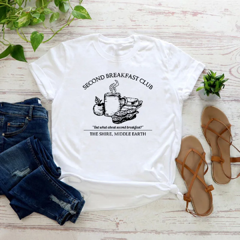 Second Breakfast Club T-Shirt-- Collared T-Shirt Boat Neck A-Line