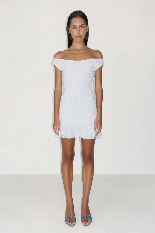 Ownley Samara Mini Dress - Baby Blue Trendy Mini Dress with Belt