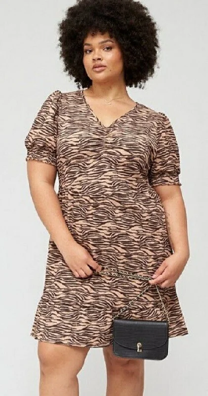 Textured Jersey Ruched Mini Dress Animal Print Uk18****Ref V416 Modern Satin Mini Dress