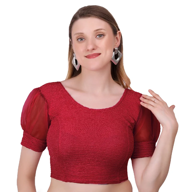 Vamika Cotton Lycra Stretchable Fabric Dark Onion Balloon Sleeves Blouse Vintage Lace Blouse Vamika Cotton Lycra Stretchable Fabric Dark Onion Balloon Sleeves Blouse Vintage Lace Blouse