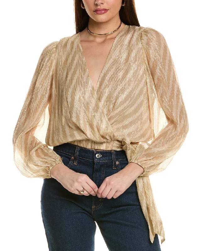 Ramy Brook Lupita Silk-Blend Blouse Chic Square Blouse