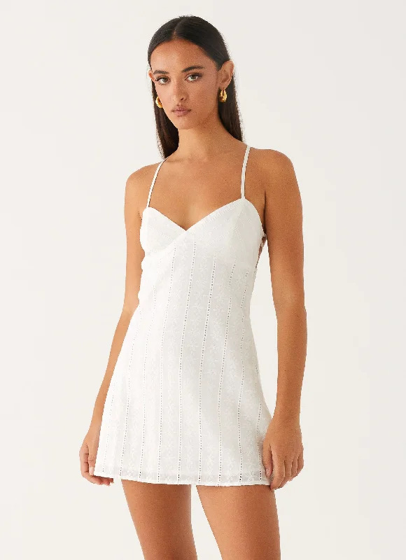 Inara Mini Dress - Ivory Elegant Off-Shoulder Dress Mini