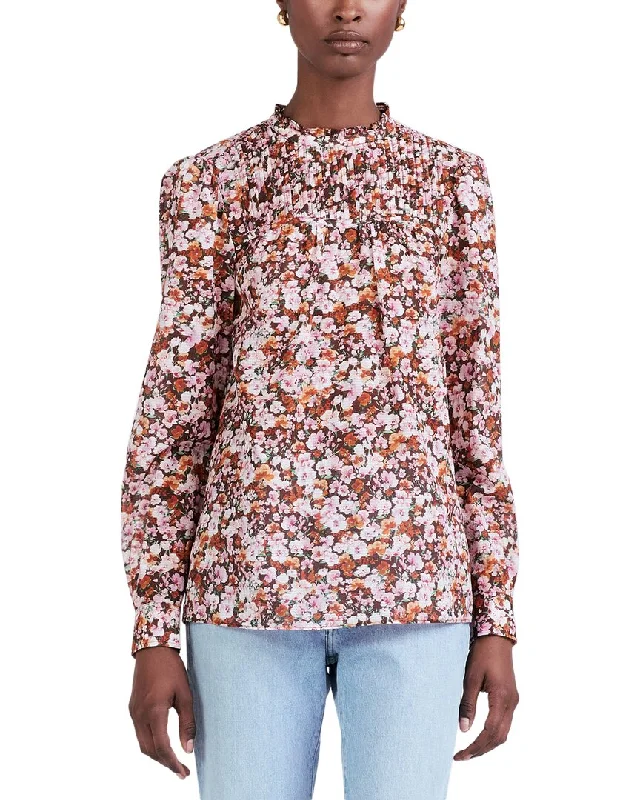 Derek Lam 10 Crosby Tessa Pintuck Blouse Casual Button Blouse