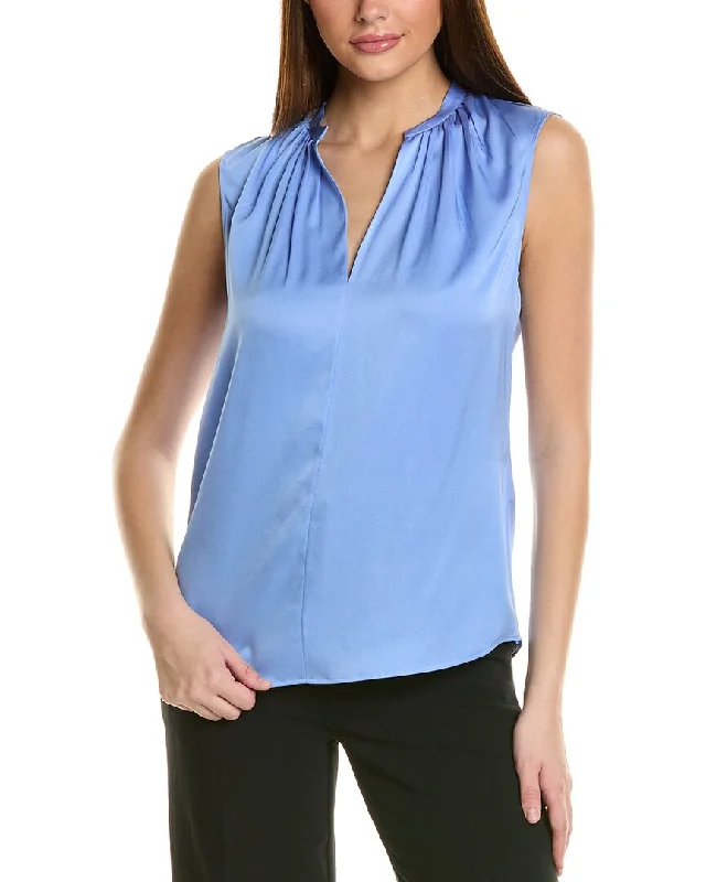 Hugo Boss Banota Silk-Blend Blouse Chic Sleeveless Blouse