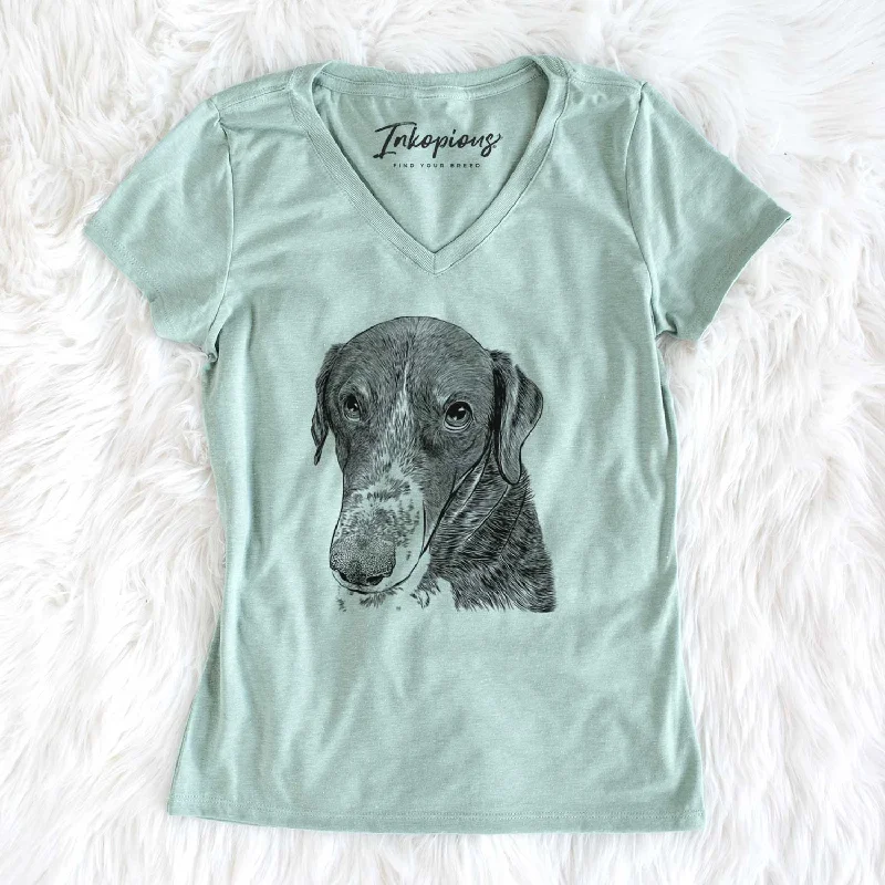 Bare Angel Orion the Mixed Breed - Women's V-neck Shirt-- Mesh Canvas Denim