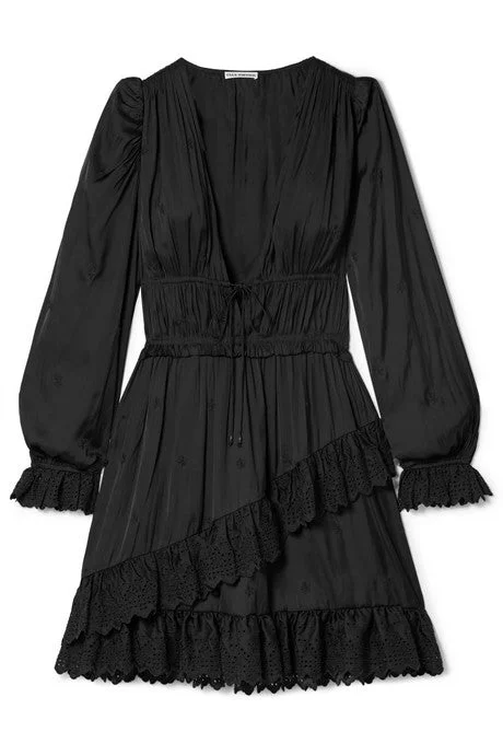 Millie lace-trimmed satin mini dress Fashionable A-Line Mini Dress