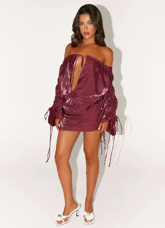 Reeve Mini Dress - Mulberry Comfortable Smocked Mini Dress