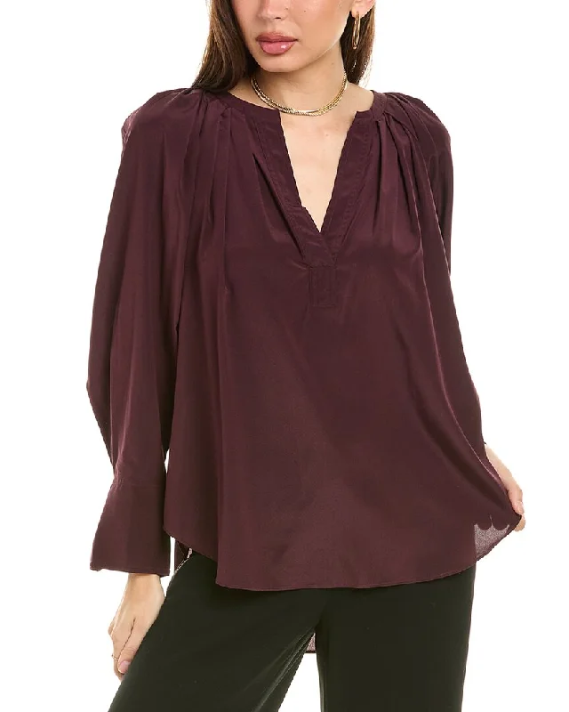 A.L.C. Nomad Silk-Blend Blouse Sheer Mesh Blouse