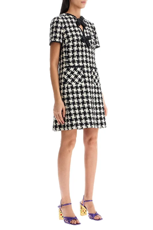 Valentino Garavani Mini Dress In Damier Light Tweed Casual Button-Up Mini Dress