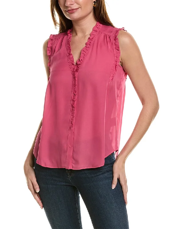 Go> By Gosilk Ruffle Silk Blouse Delicate Pleat Blouse