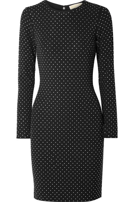 Crystal-embellished ponte mini dress Stylish Ribbed Mini Dress