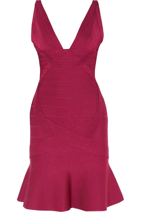 Ruffled bandage mini dress Comfortable Zip-Up Mini Dress