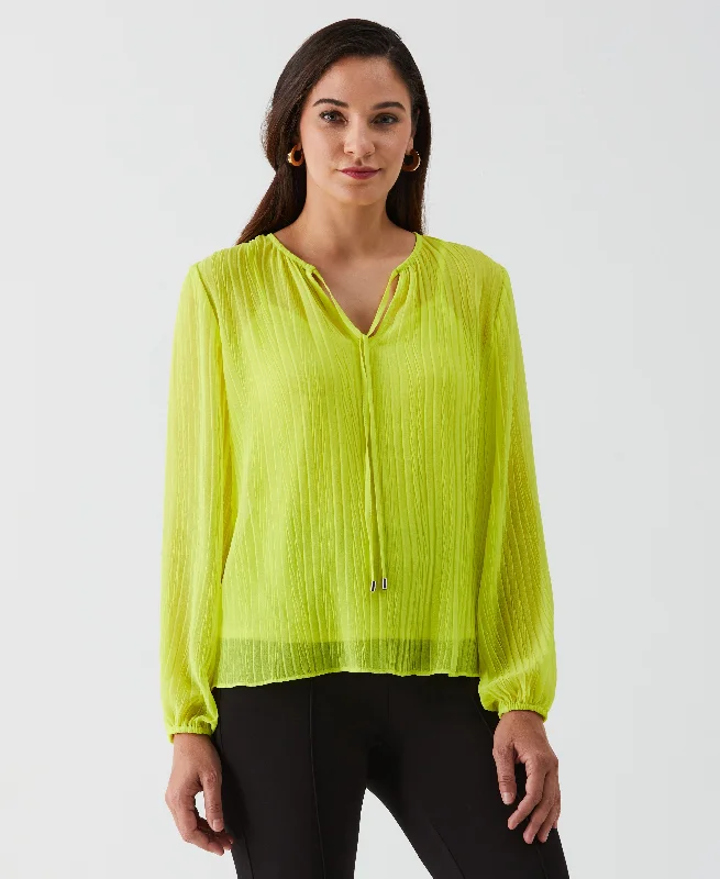 Pleated Balloon Sleeve Blouse Office Formal Blouse