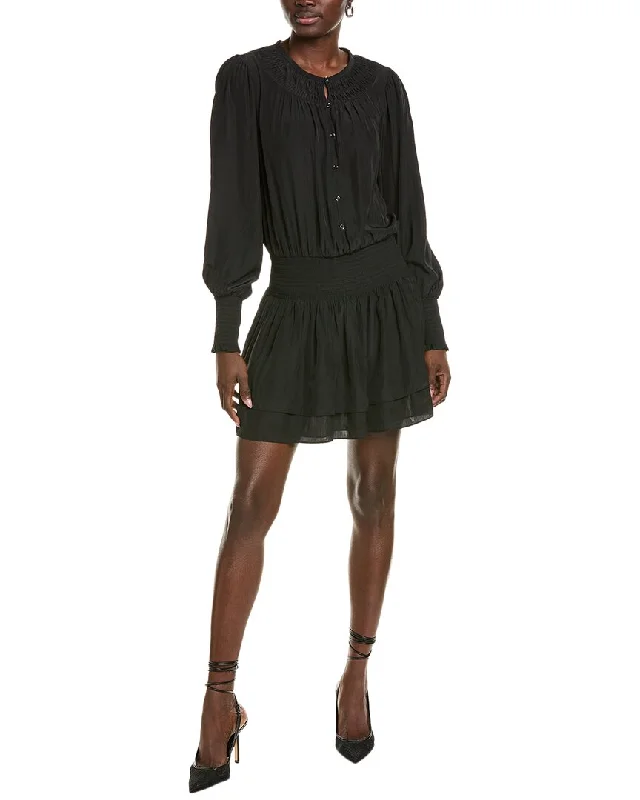 Ramy Brook   Clarinda Drop-Waist Mini Dress Trendy Off-Shoulder Dress Mini