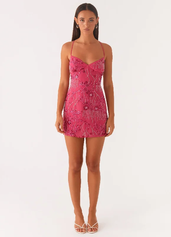 Vietta Sequin Cami Mini Dress - Fuchsia Chic Pleated Mini Dress