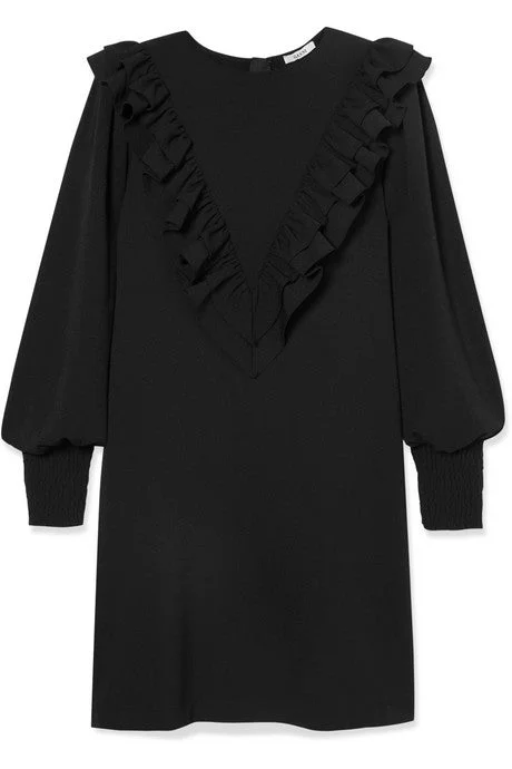 Ruffled stretch-crepe mini dress Trendy Denim Mini Dress