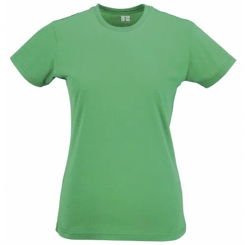 Russell Ladies/Womens Slim Short Sleeve T-Shirt-- Cashmere Blend Cotton Blend Poly Blend Russell Ladies/Womens Slim Short Sleeve T-Shirt-- Cashmere Blend Cotton Blend Poly Blend