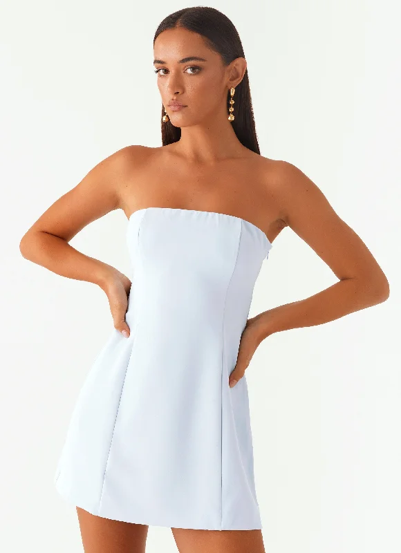 Ayanna Strapless Mini Dress - Blue Classic White Mini Dress