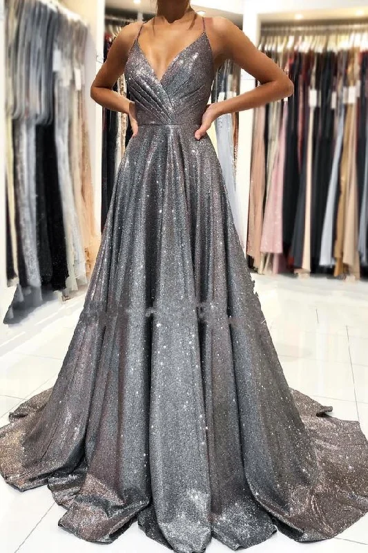 Charming Straps Ruffle Sparkly Sequins Aline Evening Party Dress Off-the-shoulder Bohemian Festive Charming Straps Ruffle Sparkly Sequins Aline Evening Party Dress Off-the-shoulder Bohemian Festive