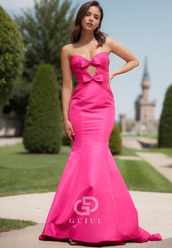 Mermaid Sleeveless Strapless Bowknot Prom Party Dress Tunics Travel practical