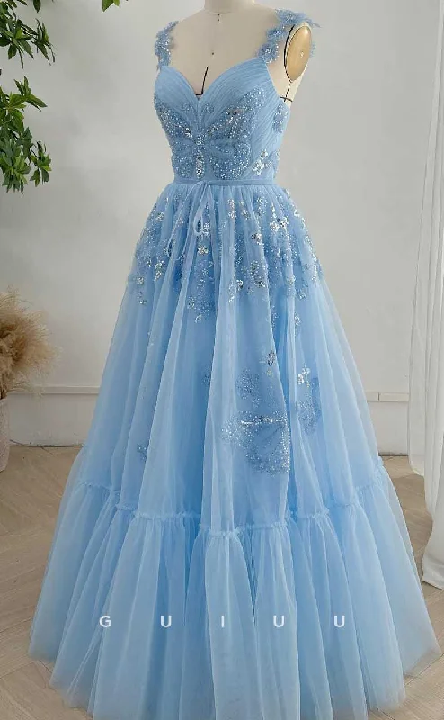 G4530 - Chic & Modern A-Line V Neck Straps Sequined Appliques Lace-Up Prom Party Dress Off-the-shoulder Chic Trendy G4530 - Chic & Modern A-Line V Neck Straps Sequined Appliques Lace-Up Prom Party Dress Off-the-shoulder Chic Trendy
