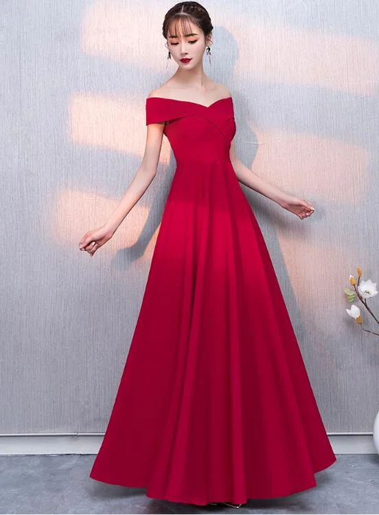 Charming Red Off Shoulder Sweetheart A-line Party Dress, Red Bridesmaid Dress Off-the-shoulder Bohemian Festive Charming Red Off Shoulder Sweetheart A-line Party Dress, Red Bridesmaid Dress Off-the-shoulder Bohemian Festive