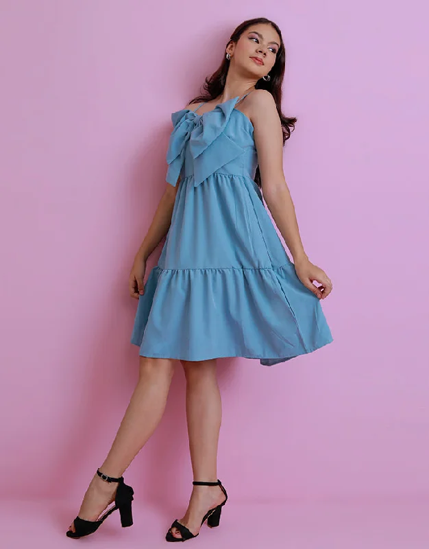 Bow-Embellished Strappy Tiered Dress Tunics Practical durable