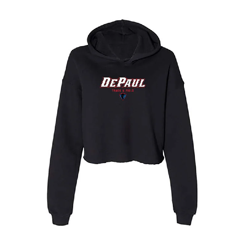 DePaul - NCAA Women's Track & Field : Jaiah Hopf - Women's Crop Fleece Hoodie Hoodie with Rolled Sleeves Casual Relaxed DePaul - NCAA Women's Track & Field : Jaiah Hopf - Women's Crop Fleece Hoodie Hoodie with Rolled Sleeves Casual Relaxed