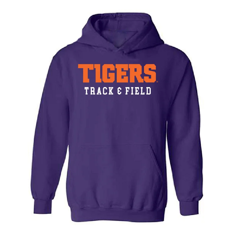 Clemson - NCAA Women's Track & Field : Gladys Chepngetich - Classic Shersey Hooded Sweatshirt Hoodie with Belted Waist Structured Tailored