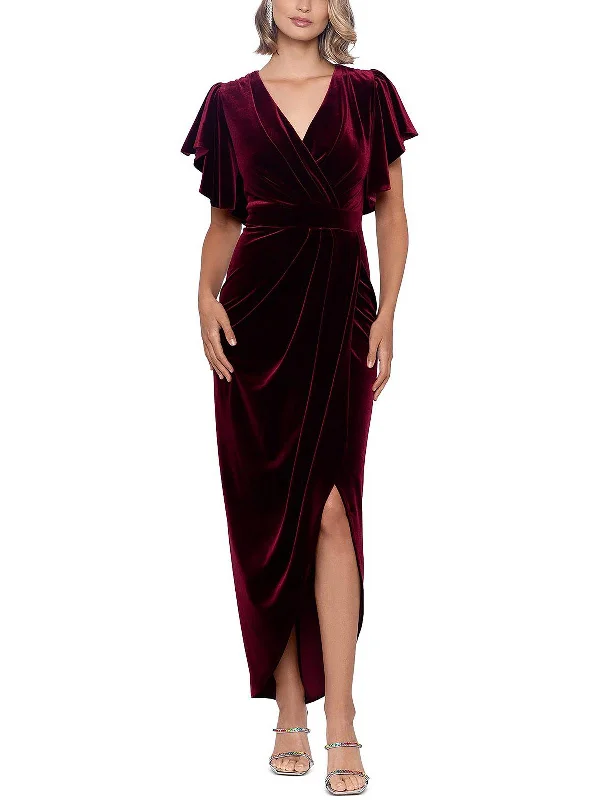 Womens Velvet Maxi Evening Dress Tunics Timeless classic