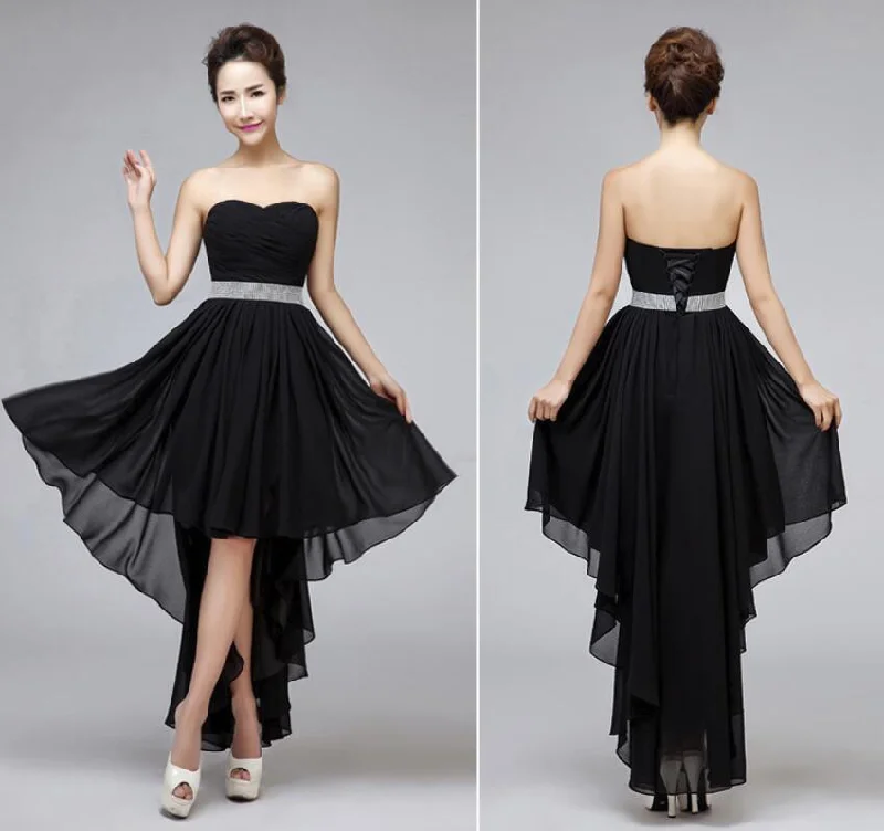 Chiffon High Low Bridesmaid Dresses, Beautiful Party Dresses, Sweetheart Lace-up Formal Dresses Tunics Summer linen Chiffon High Low Bridesmaid Dresses, Beautiful Party Dresses, Sweetheart Lace-up Formal Dresses Tunics Summer linen