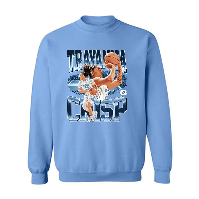UNC - NCAA Women's Basketball : Trayanna Crisp - Player Collage Crewneck Sweatshirt Hoodie with Hem Embroidery Detailed Premium UNC - NCAA Women's Basketball : Trayanna Crisp - Player Collage Crewneck Sweatshirt Hoodie with Hem Embroidery Detailed Premium