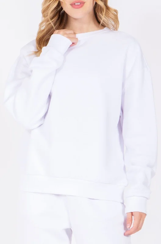 Oversized Crewneck Sweatshirt Hoodie with Side Slits Relaxed Casual