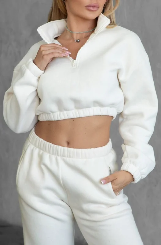 Half Zip Sweatshirt Hoodie with Zipper Placket Modern Functional