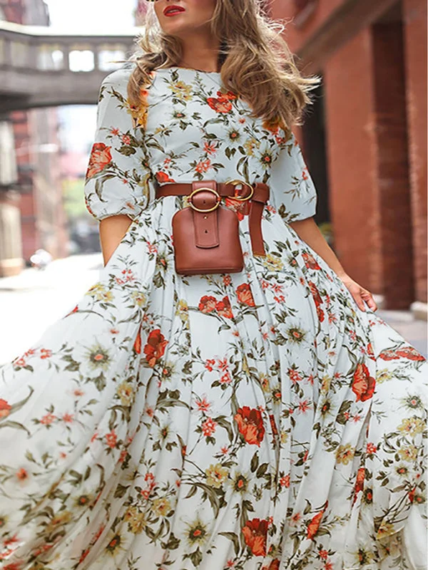 Bohemian Holiday Dress Floral printed Tunics Mesh breathable