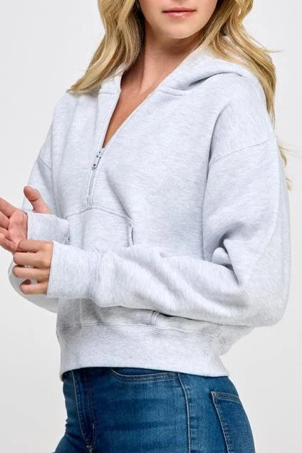 Half Zip Hoodie Hoodie with Monochrome Minimalist Simple
