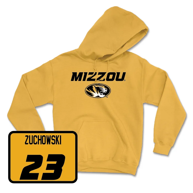 Gold Women's Soccer Mizzou Hoodie - Elena Zuchowski Hoodie with Applique Textured Unique Gold Women's Soccer Mizzou Hoodie - Elena Zuchowski Hoodie with Applique Textured Unique