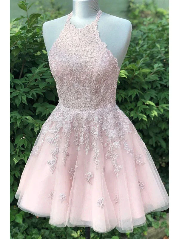 Sexy Tulle Halter A-Line Mini Dresses/ Homecoming Dresses With Lace, PD3587 Stylish Summer Mini Dress Sexy Tulle Halter A-Line Mini Dresses/ Homecoming Dresses With Lace, PD3587 Stylish Summer Mini Dress