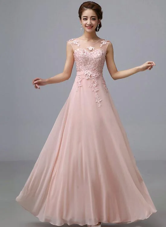 Light Pink Chiffon Bridesmaid Dress , Pretty Party Dress, Simple Bridesmaid Dresses Tunics Designer luxury
