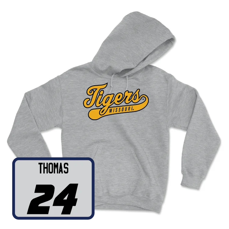 Sport Grey Women's Soccer Script Hoodie - Scarlett Thomas Hoodie with Button Placket Classic Preppy Sport Grey Women's Soccer Script Hoodie - Scarlett Thomas Hoodie with Button Placket Classic Preppy