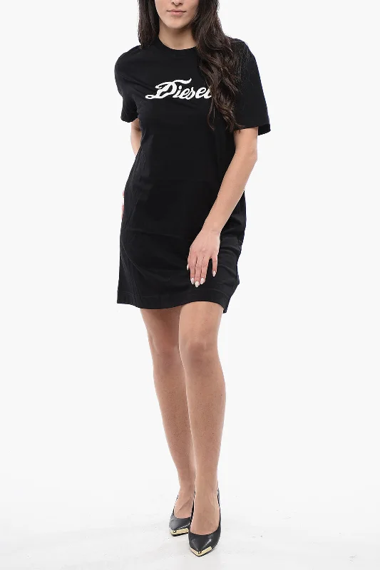 Diesel Cotton Crew-Neck D-EGOR Tee Dress with Contrast Print Tunics Occasion special