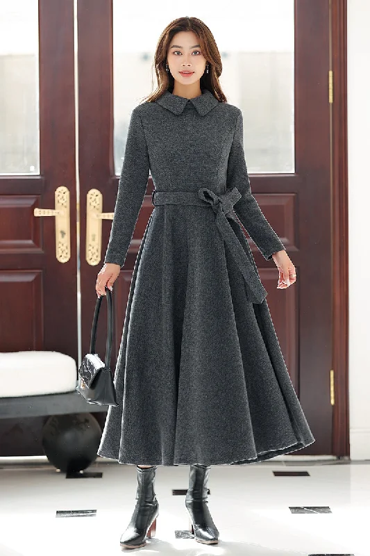 Women Long Dark Grey Wool Dress 4022 Tunics Brand named