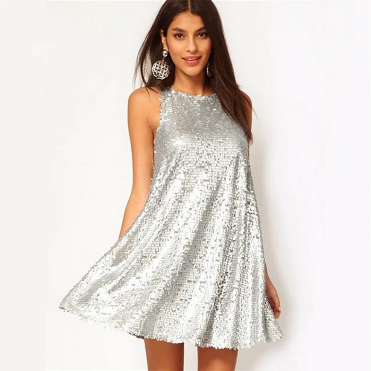 Women Fashion Sparkling Sequins Sleeveless Cocktail Party Dress Tunics Modern contemporary Women Fashion Sparkling Sequins Sleeveless Cocktail Party Dress Tunics Modern contemporary