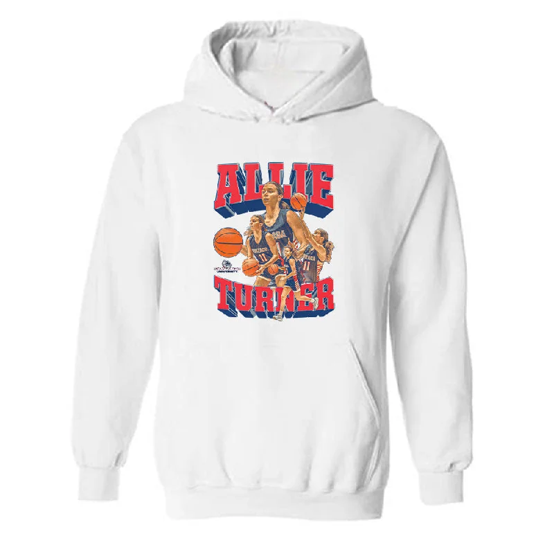 Gonzaga - NCAA Women's Basketball : Allie Turner - Player Collage Hooded Sweatshirt Hoodie with Hem Raw Edge Edgy Unfinished Gonzaga - NCAA Women's Basketball : Allie Turner - Player Collage Hooded Sweatshirt Hoodie with Hem Raw Edge Edgy Unfinished