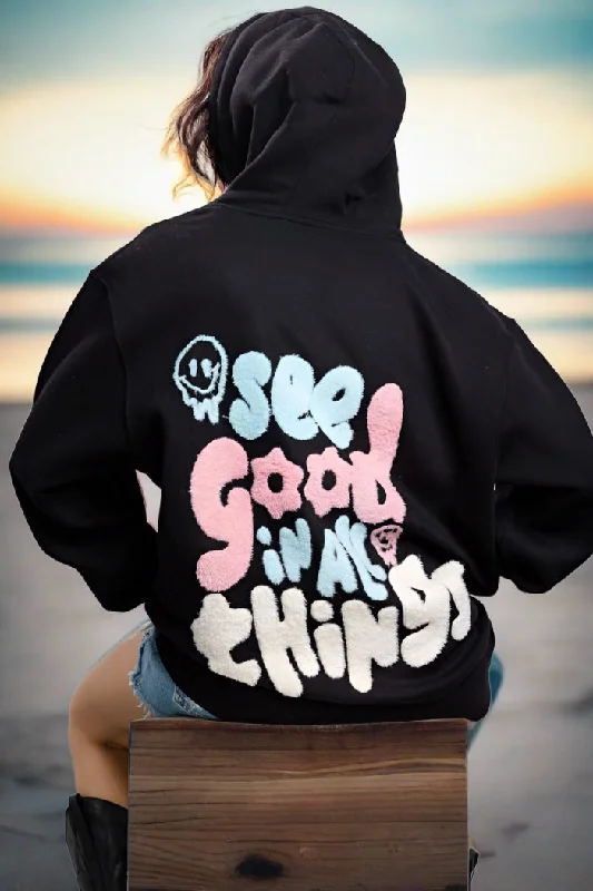 See Good In All Things Hoodie Hoodie with Button Placket Classic Preppy